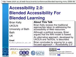 Accessibility 2.0: Blended Accessibility For Blended Learning