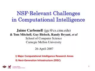 NSF-Relevant Challenges in Computational Intelligence
