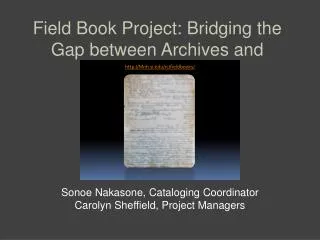 Field Book Project: Bridging the Gap between Archives and