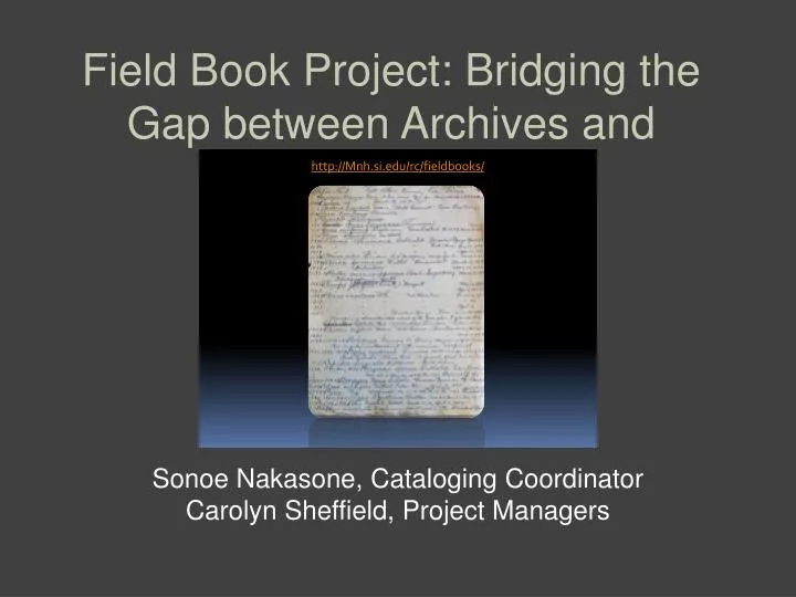 field book project bridging the gap between archives and