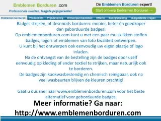 meer informatie ga naar http www emblemenborduren com
