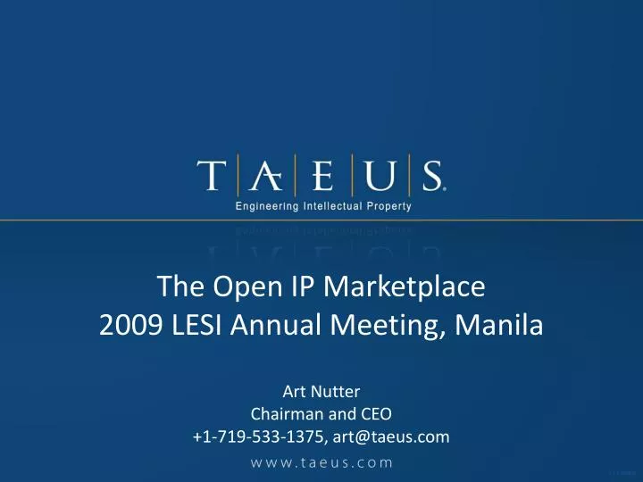 the open ip marketplace 2009 lesi annual meeting manila