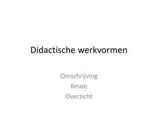 didactische werkvormen