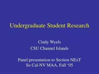 Undergraduate Student Research