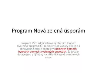 program nov zelen spor m