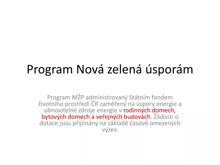 program nov zelen spor m