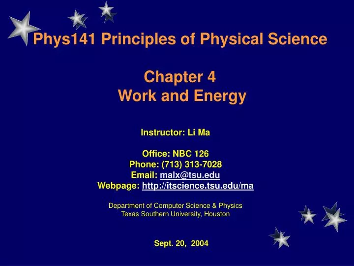 phys141 principles of physical science chapter 4 work and energy