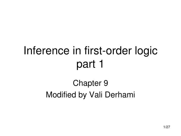 inference in first order logic part 1