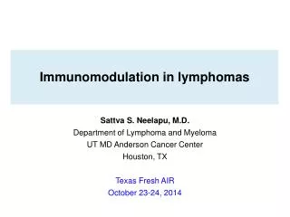 Immunomodulation in lymphomas