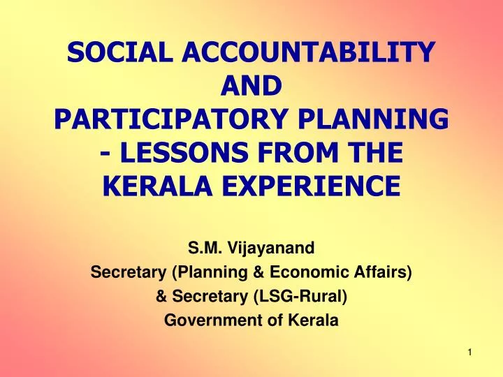 social accountability and participatory planning lessons from the kerala experience