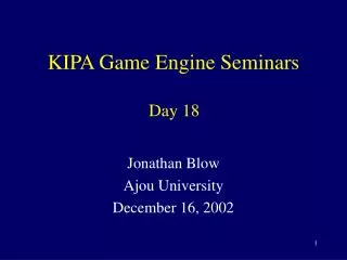 KIPA Game Engine Seminars