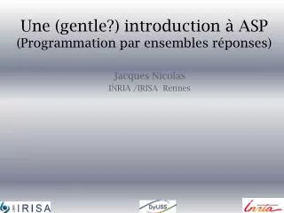 une gentle introduction asp programmation par ensembles r ponses