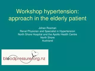 Workshop hypertension: approach in the elderly patient