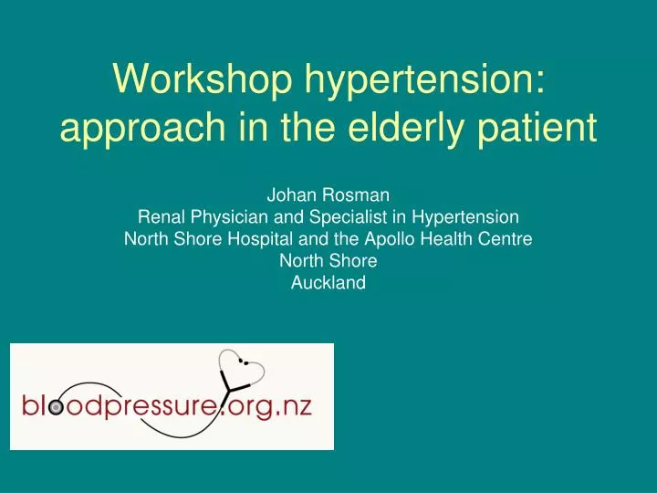 workshop hypertension approach in the elderly patient