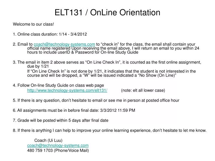 elt131 online orientation