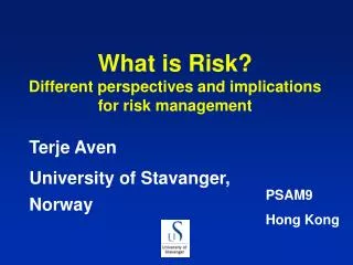 What is Risk? Different perspectives and implications for risk management