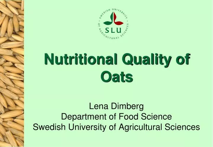 nutritional quality of oats