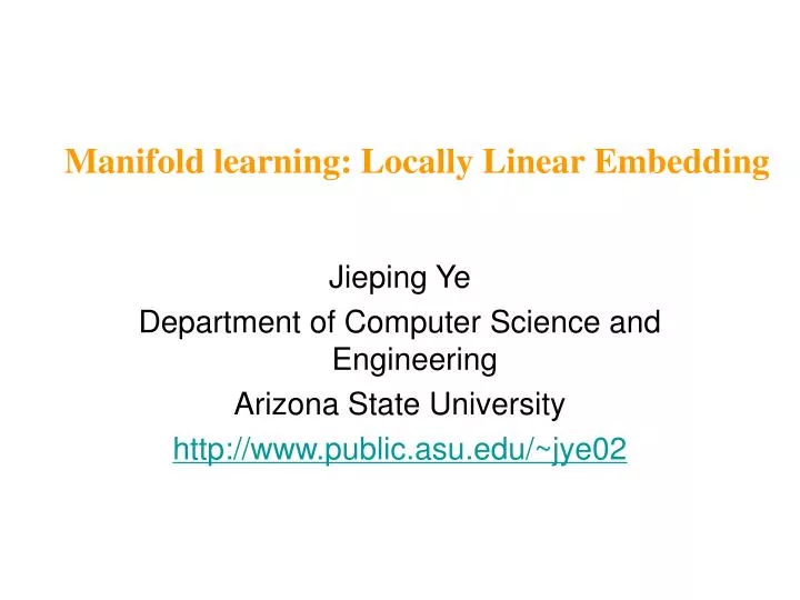 manifold learning locally linear embedding