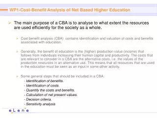 WP1- Cost-Benefit Analysis of Net Based Higher Education