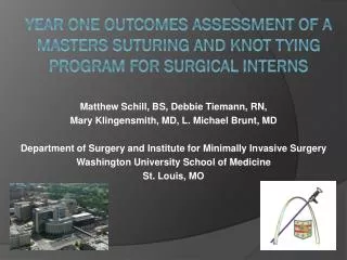 Year One Outcomes Assessment of a Masters Suturing and Knot Tying Program for Surgical Interns