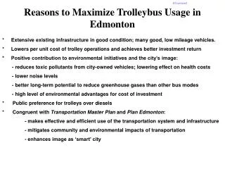 Reasons to Maximize Trolleybus Usage in Edmonton