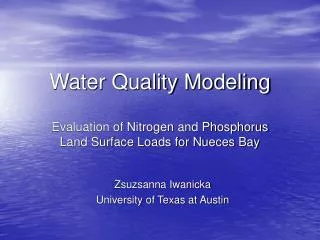 Water Quality Modeling