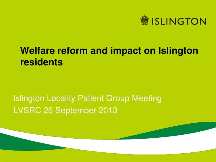 welfare reform and impact on islington residents