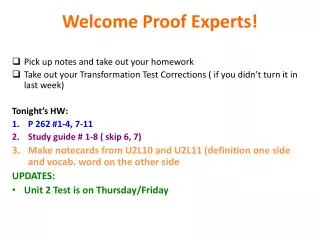 Welcome Proof Experts!