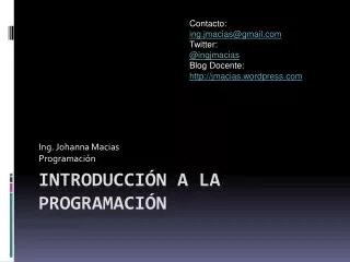 ing johanna macias programaci n