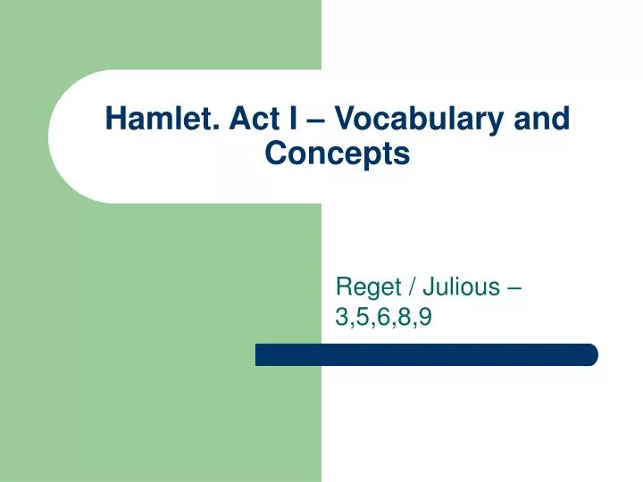 hamlet act i vocabulary and concepts