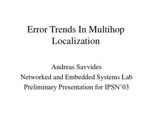 Error Trends In Multihop Localization