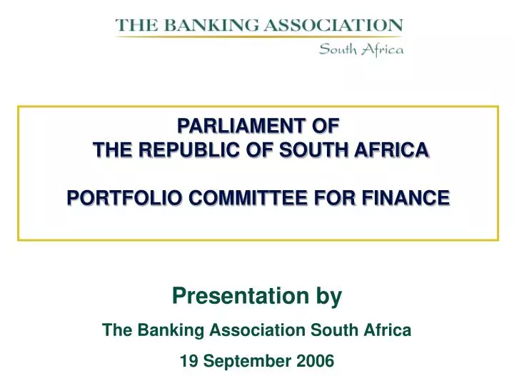 parliament of the republic of south africa portfolio committee for finance