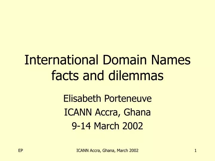international domain names facts and dilemmas