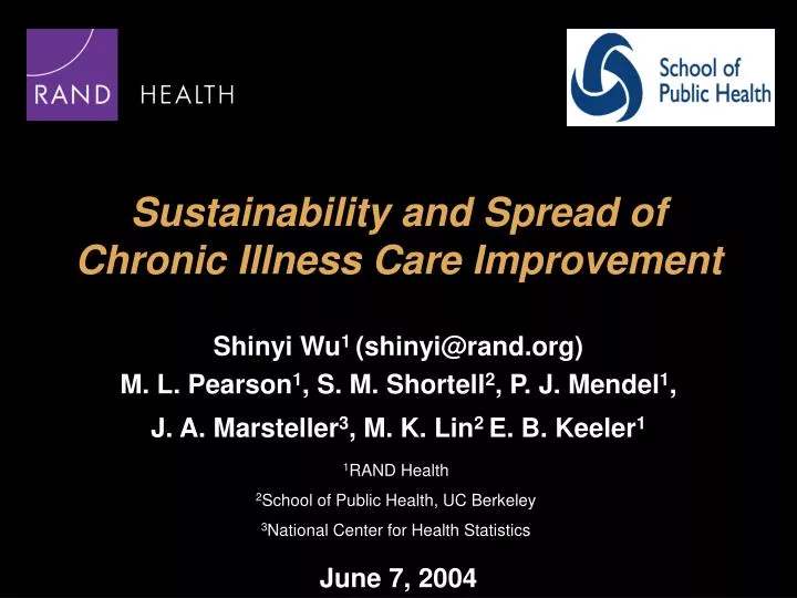 sustainability and spread of chronic illness care improvement