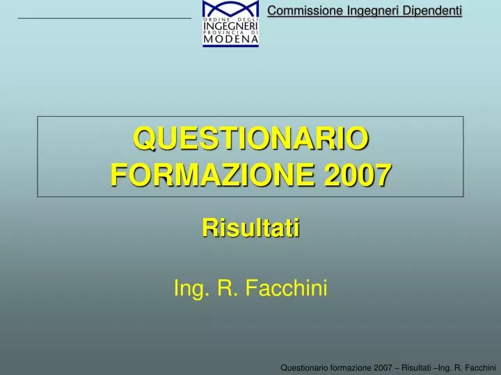 questionario formazione 2007