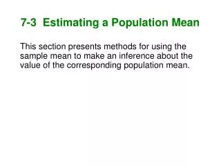7 3 estimating a population mean