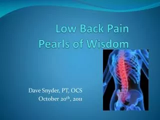 Low Back Pain Pearls of Wisdom