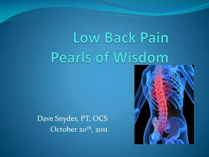 low back pain pearls of wisdom