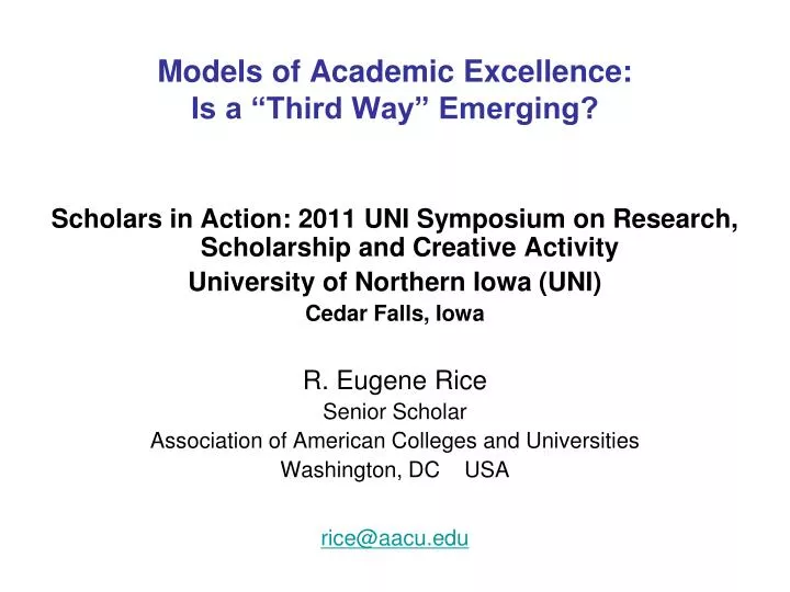 models of academic excellence is a third way emerging