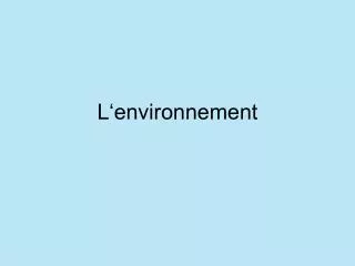 l environnement