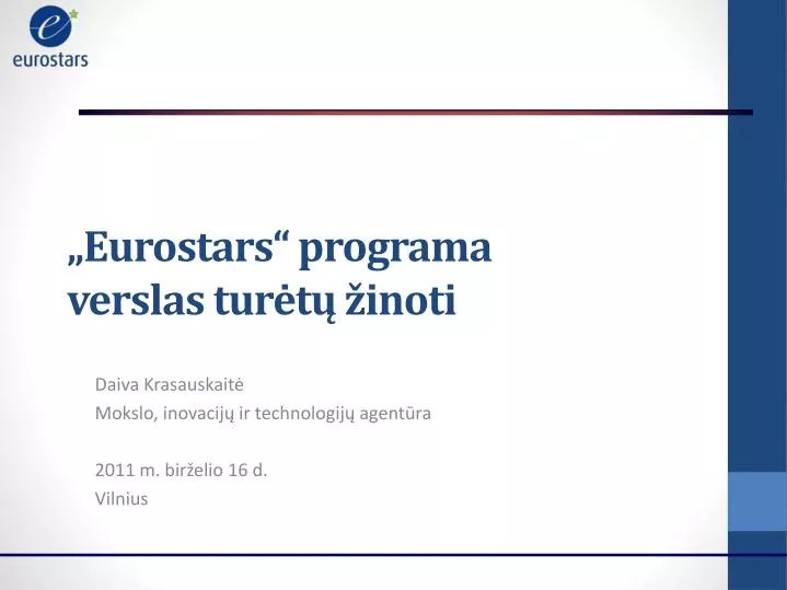 eurostars programa verslas tur t inoti