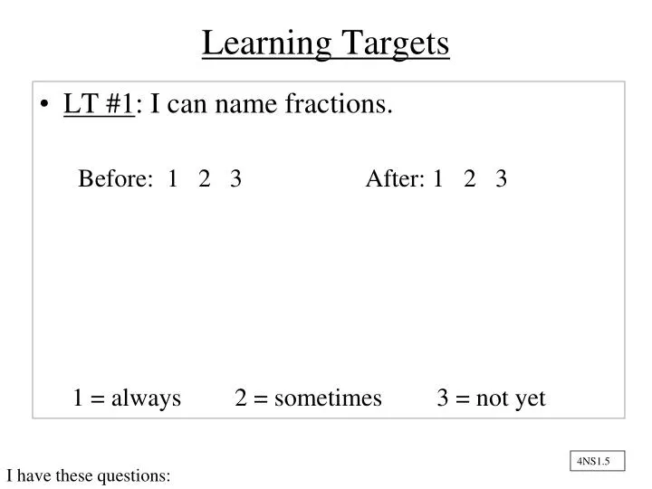 learning targets