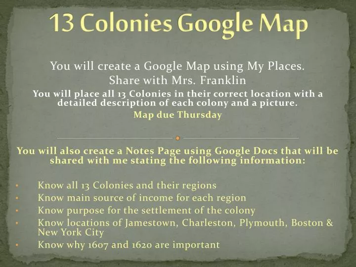 13 colonies google map