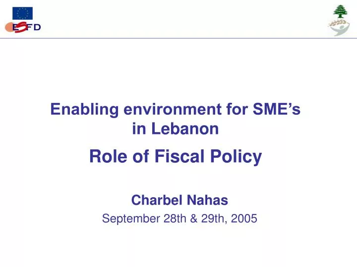 enabling environment for sme s in lebanon role of fiscal policy