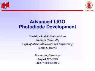 Advanced LIGO Photodiode Development ______