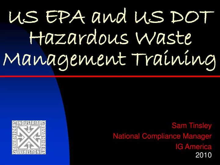 us epa and us dot hazardous waste management training