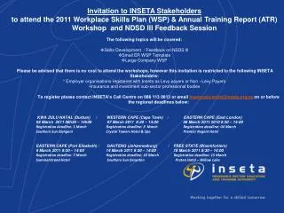 Invitation to INSETA Stakeholders