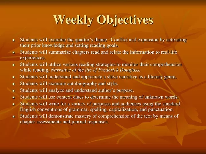weekly objectives