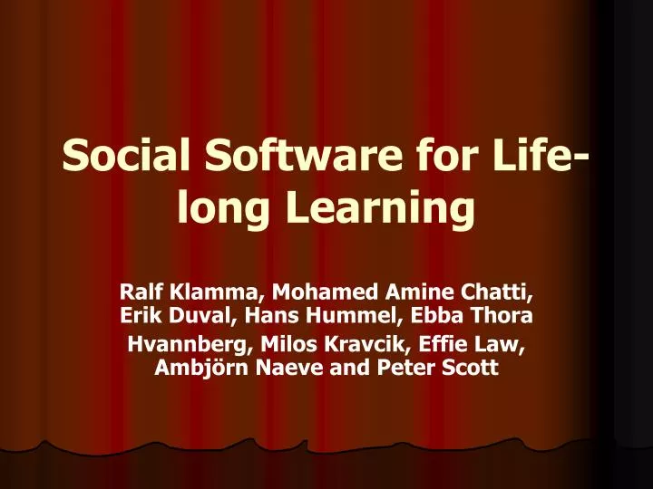 social software for life long learning