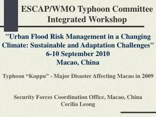 ESCAP/WMO Typhoon Committee Integrated Workshop